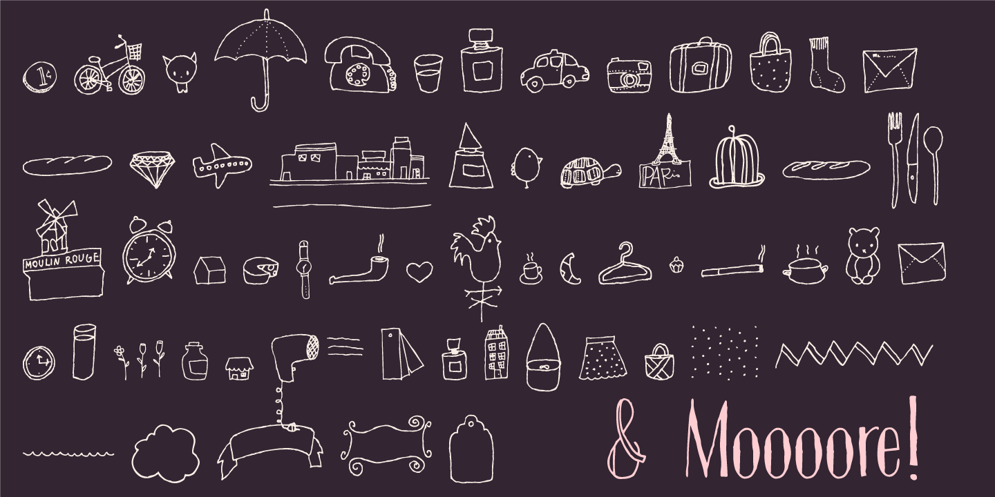 Beispiel einer TOMO Dora Sans Icons-Schriftart